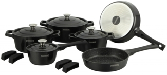 Kochtopf Kasserolle Bratpfannen Set 14-tlg Royalty Line schwarz RL-OS1014M