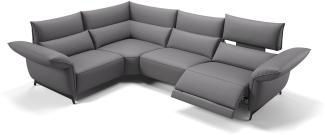 Sofanella Eckcouch CUNEO Ecksofa Ledersofa Eckgarnitur in Grau