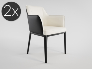 2er Set Esszimmerstuhl Design Küchenstuhl Dylan Kunstleder creme Metallbeine : Creme Ivory