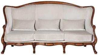 Casa Padrino Luxus Jugendstil Sofa Grau / Dunkelbraun Hochglanz 202 x 85 x H. 100 cm - Elegantes Wohnzimmer Sofa - Wohnzimmer Möbel - Luxus Möbel im Jugendstil - Barock & Jugendstil Möbel