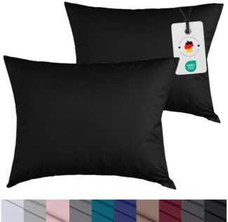 Carpe Sonno Kissenbezug 40x40 40x80 80x80 80x40 2er Set Kissenhülle Mikrofaser Kissenbezug, (2 Stück), Kopfkissenbezug 40 x 40 cm, Uni Schwarz einfarbig