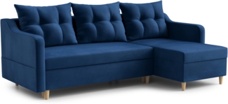 AX LIVING Ecksofa Samt Balerno 224 cm – Eleganz & Komfort in Blau