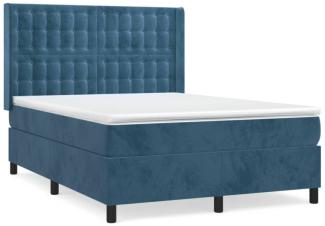 vidaXL Boxspringbett mit Matratze Dunkelblau 140x200 cm Samt 3132925