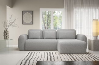 Ecksofa Schlafsofa Sofa GASTON in Stoff Puente Hellgrau Ottomane Rechts