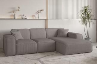 Ecksofa Designersofa CELES PREMIUM in Stoff Scala Taupe Ottomane Rechts