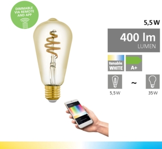 Eglo 12583 Connect LED Leuchtmittel E27 amber L:14,2 Ø:6,4cm 2200-6500K dimmbar