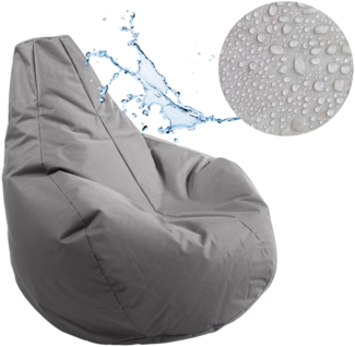 AD. CON Outdoor Gamer Sitzsack mit EPS-Perlen Füllung Puff Relax-Sessel Sitzkissen Bodenkissen Bean Bag 100 x 90 x 95 cm 225L Grau