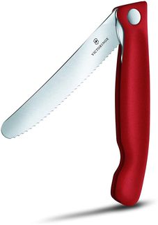 Victorinox Swiss Classic faltbares Gemüsemesser Wellenschliff (11 cm), Rot