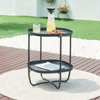 Tabletttisch Sandefjord Stahl 57,5x46x46 cm Schwarz [en. casa]