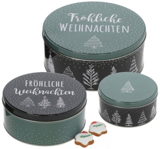 Spetebo Keksdose, Metall, (Set, 3-tlg, 3-teilig), Weihnachts Gebäckdose Keksdose aus Metall stapelbar