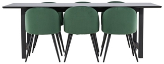ebuy24 Essgruppe Oslo Essgruppe Esstisch 100x220 cm schwarz und 6 Sk, (7-tlg)