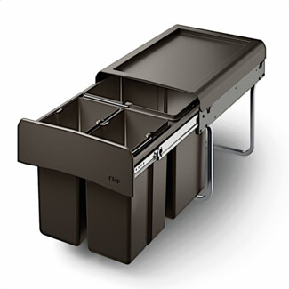 NABER CLAP 2/450-3 Abfallsorter 30 Liter (1x 15 u. 2x 7,5) in Anthrazit ab 45 cm Schrankbreite
