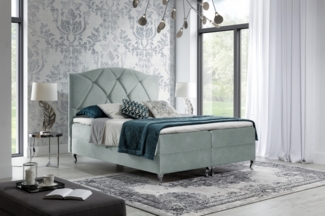 99rooms Blanco Boxspringbett Strukturstoff 140x200 cm Hellgrau