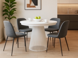 Beautysofa Esstisch Lumi im Loft-Stil, ausziehbar Ø 100–180 cm (hitze- und verfärbung beständig, Metallbeinen), verschiedene Farben