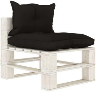 Garten-Paletten-Mittelsofa mit schwarzem Kissen Holz