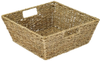 HMF Aufbewahrungskorb Geschenkkorb leer, Aufbewahrungskorb, geflochten aus Seegras, Rechteckig, 30 x 30 x 12 cm