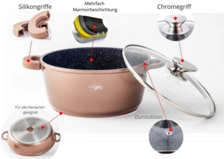 Kochtopf Topf Kasserolle Glasdeckel Aluguss Ø28cm Platinum DAS28 Copper