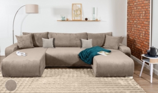 COLLECTION AB Wohnlandschaft Paola U-Form, mit Schlaffunktion, Stauraum, Zierkissen und Bonnellfederkern, Cord