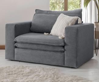 Loveseat Sessel Pesaro in grau Cord 125 cm