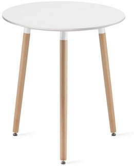 Home Collective Esstisch Runder weißer Esszimmertisch mit Beinen aus Naturbuche (für Küche, Esszimmer, Wohnzimmer - Langlebige MDF-Platte), 80 cm Durchmesser in weiß - Modernes und ergonomisches Design
