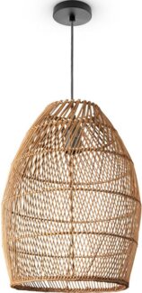 Paco Home Pendelleuchte VIHMA, ohne Leuchtmittel, Rattan Pendellampe Korb Esstischlampe Natürlich LED Boho Rustikal E27