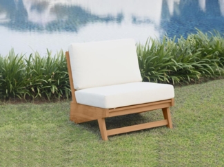 Vente-unique - Gartensessel - Teakholz - Holzfarben hell & Weiß - LOMANIS von MYLIA