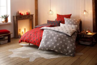 my home Wendebettwäsche STELLA, Linon, 2 teilig, Bettwäsche mit Sternen, Weihnachten, Winter