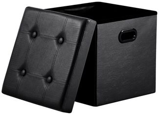 Zedelmaier Sitzhocker Sitzwürfel mit Stauraum Fußhocker Fußbank Truhen Aufbewahrungsbox faltbar belastbar bis 300 kg, aus Kunstleder kratzuuunempfindlich, 38 x 38 x 38 cm (Schwarz-2)
