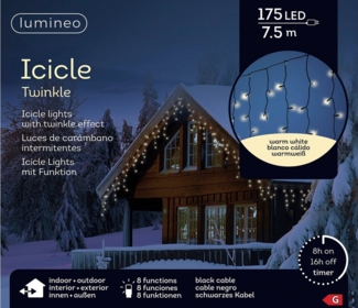 Kaemingk LED Lichtervorhang Icicle Lights 175 Lichter 7,5 m schwarz