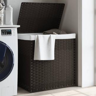 vidaXL Wäschekorb mit 2 Fächern Dunkelbraun 53x35x57 cm Poly Rattan 372035