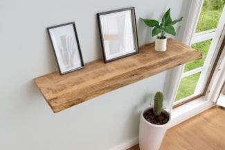 SAM® Wandregal Amara, massives Mangoholz, Baumkante, verschiedene Größen