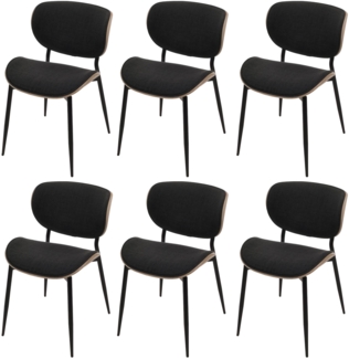 6er-Set Esszimmerstuhl HWC-O45, Bugholz Stoff (370g/m²) Öko-Tex FSC®-zertifiziert ~ natur, dunkelgrau
