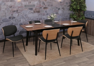 6er-Set Esszimmerstuhl HWC-O45, Bugholz Stoff (370g/m²) Öko-Tex FSC®-zertifiziert ~ natur, dunkelgrau