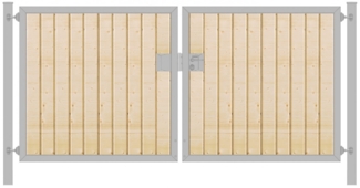 Einfahrtstor Premium (2-flügelig) mit Holzfüllung senkrecht symmetrisch verzinkt B:250 cm H:180 cm