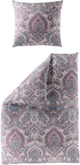 BIERBAUM Bettwäsche Bettwäsche Bierbaum Biber 3846-70 Ornamente Beere Rosa Blau 135x200, Feinbiber, 2 teilig
