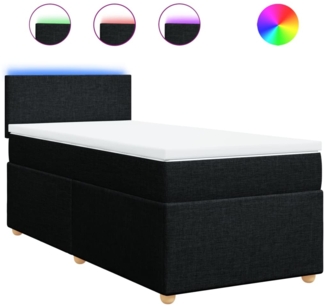 vidaXL Boxspringbett mit Matratze Schwarz 90x190 cm Stoff 3288830
