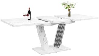 MODFU Esstisch Teleskoptisch,Moderne Esstisch,Ausziehbar,Esszimmer-Set (mit Ausziehfunktion (120-160×80×76cm), eleganter Küchentisch für 6-8 Personen, stabiler Ausziehtisch mit V-förmigen Beinen, 1-St, 120-160×80×76cm), Esstisch Teleskoptisch