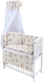 Baby-Delux Beistellbett Babybett Teddy Beige, Stillbett 90x40 weiß höhenverstellbar, Matratze inkl. komplett Set