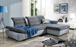 Ecksofa Schlafsofa MELLO Grau/ Dunkelgrau Ottomane Rechts