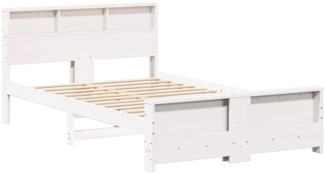 vidaXL Bettrahmen mit Kopfteil Weiß 135 x 190 cm Holzwerkstoff 877243