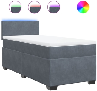 vidaXL Boxspringbett mit Matratze Dunkelgrau 80x200 cm Samt 3288457