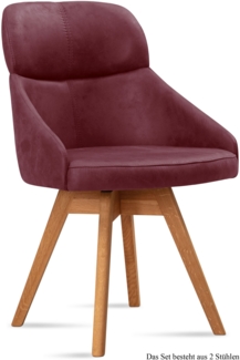 Esszimmerstuhl drehbar (2er-Set) Drala 52x82x63 Eiche geölt/Marsala