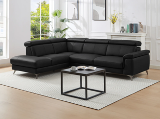 Vente-unique - Ecksofa - Ecke links - Leder - Schwarz - MARAMBA