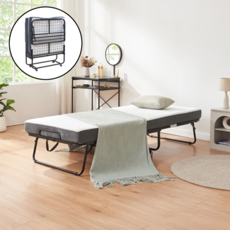 Metall-Klappbett Borjavle mit Matratze 200x90 cm Schwarz [en. casa]