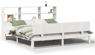 vidaXL Massivholzbett mit Regal ohne Matratze Weiß 180x200 cm Kiefer 3322673