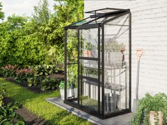 Vitavia Anlehn-Gewächshaus "Ida 900", schwarz, 0,9 m²,3 mm ESG