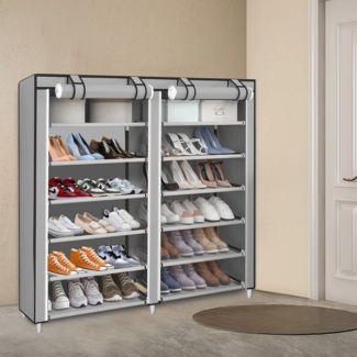 JEOBEST Schuhregal Schuhschrank Schuhaufbewahrung mit staubdichtem Überzug, 7 Ebenen, Metallgestell, für Flur, Wohnzimmer