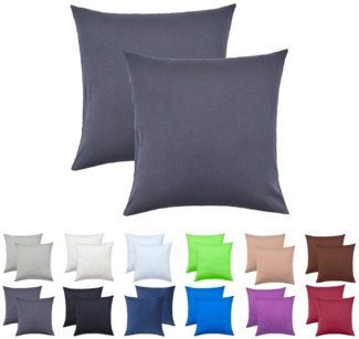 NatureMark Kissenbezüge 2er Pack Jersey Kissenbezug Kissenhülle, (2 Stück), Kissenhülle in vielen Größen und Farben (40x40 cm, Anthrazit grau)
