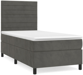 vidaXL Boxspringbett mit Matratze Dunkelgrau 90x190 cm Samt 3143056