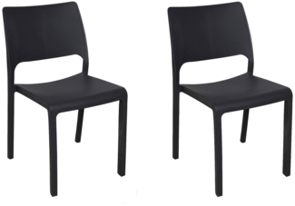 Dmora 2er-Set Gartenstühle Cereseto, Gartensitz, Für drinnen und draußen, Stapelbar, Made in Italy, 47x53 h82 cm, Anthrazit